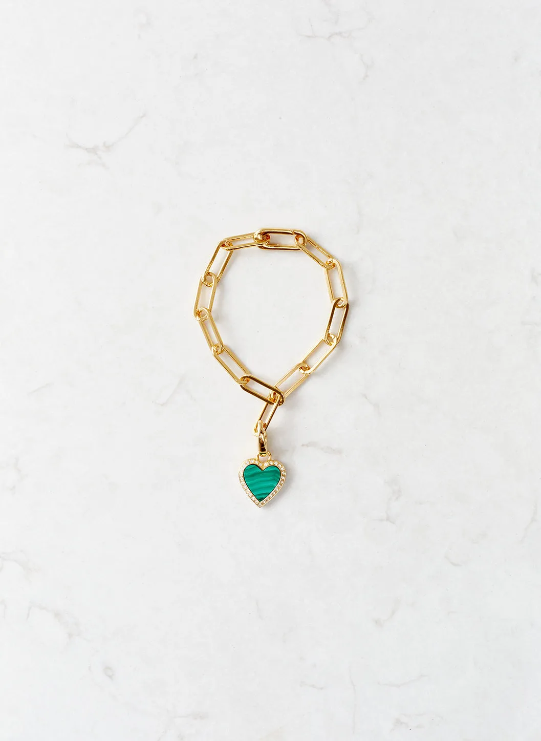 Malachite Heart Chain Bracelet sold by Melissa Odabash product image thumbnail 2