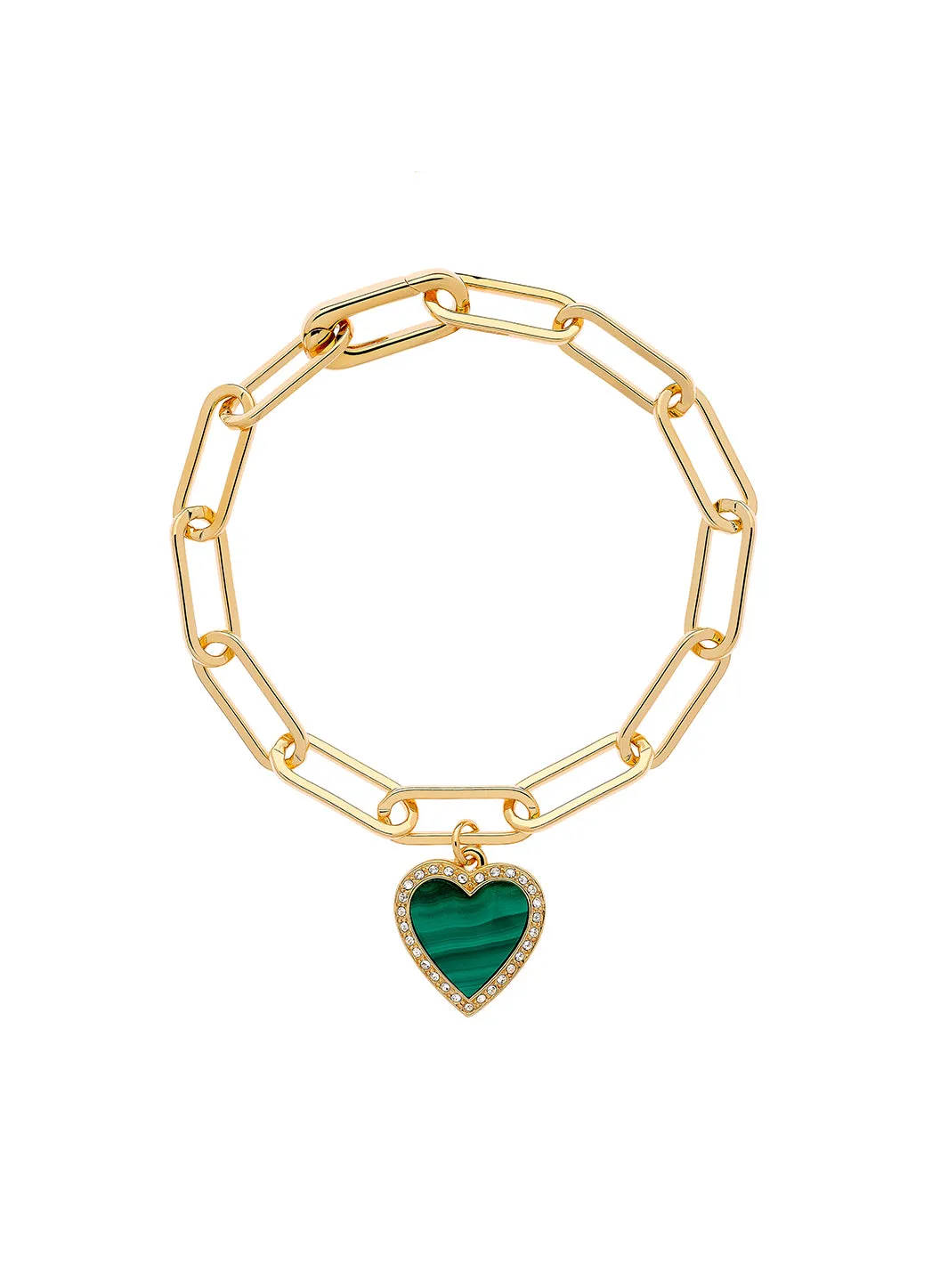 Malachite Heart Chain Bracelet sold by Melissa Odabash