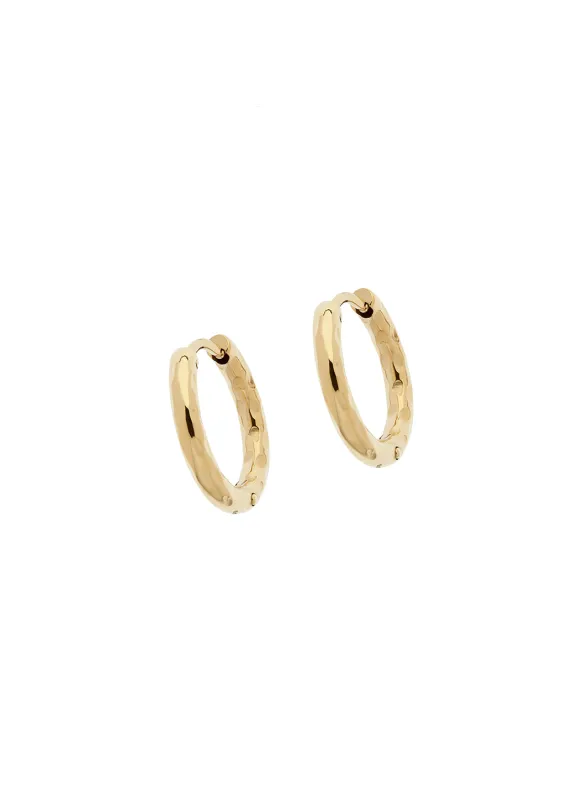 Gold Texture Huggy Hoop Earrings sold by Melissa Odabash