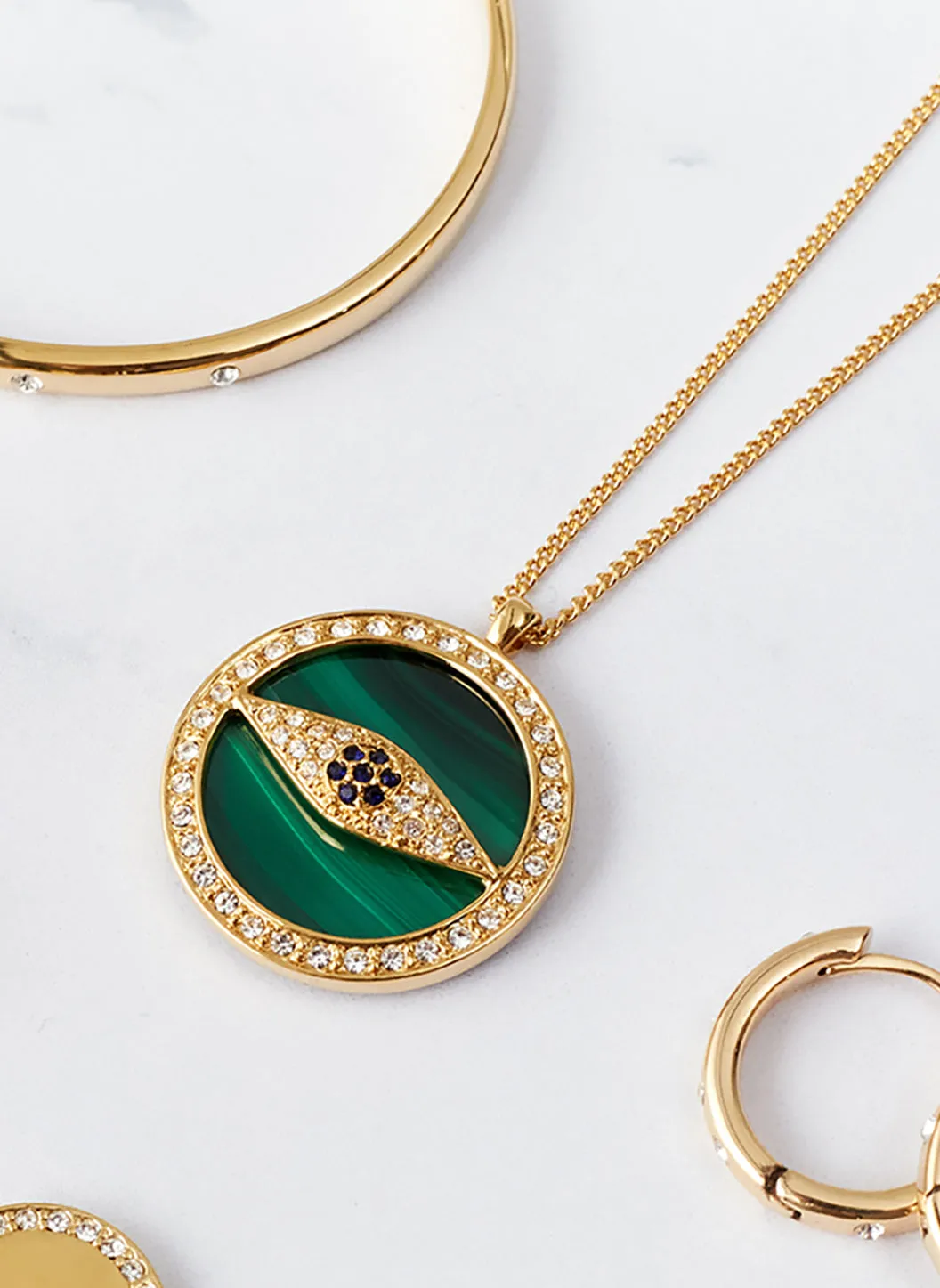 Gold Malachite Eye Long Pendant sold by Melissa Odabash product image thumbnail 3