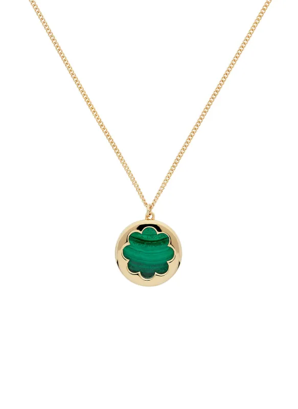 Gold Malachite Flower Long Pendant sold by Melissa Odabash