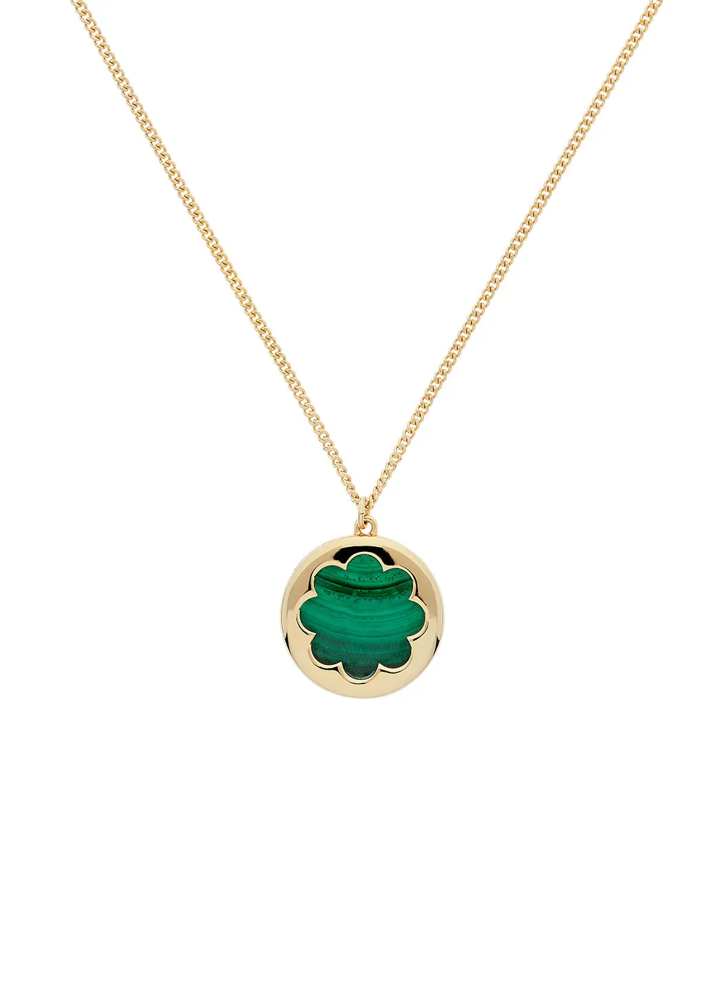 Gold Malachite Flower Long Pendant sold by Melissa Odabash