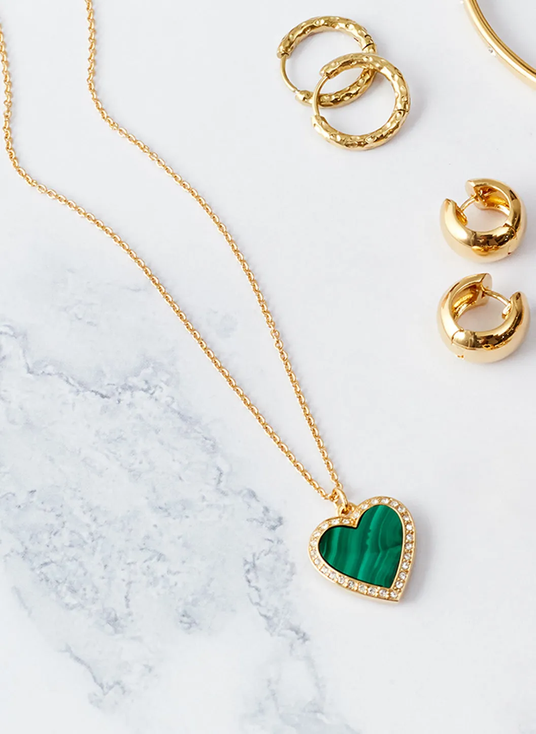 Malachite Heart & Crystal Pendant sold by Melissa Odabash product image thumbnail 2