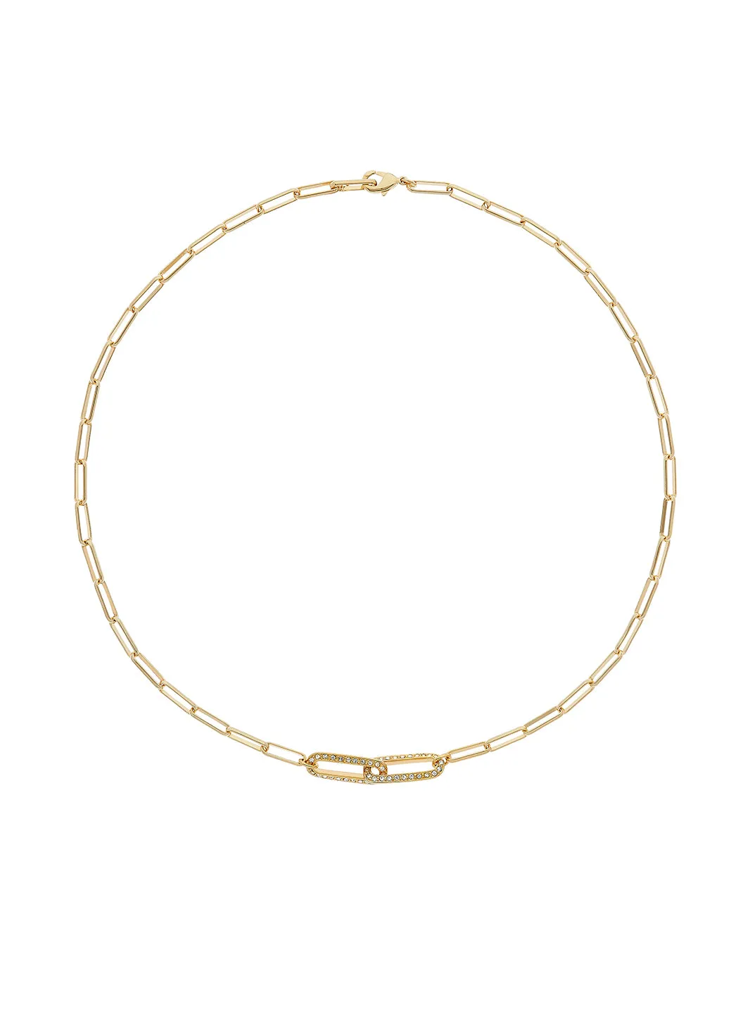 Gold Mini Paperclip with Crystal Link Necklace sold by Melissa Odabash