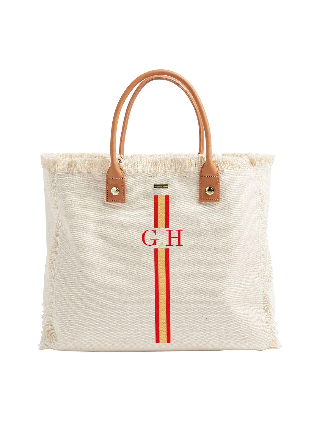 Cap Ferrat Beige Red/Gold sold by Melissa Odabash