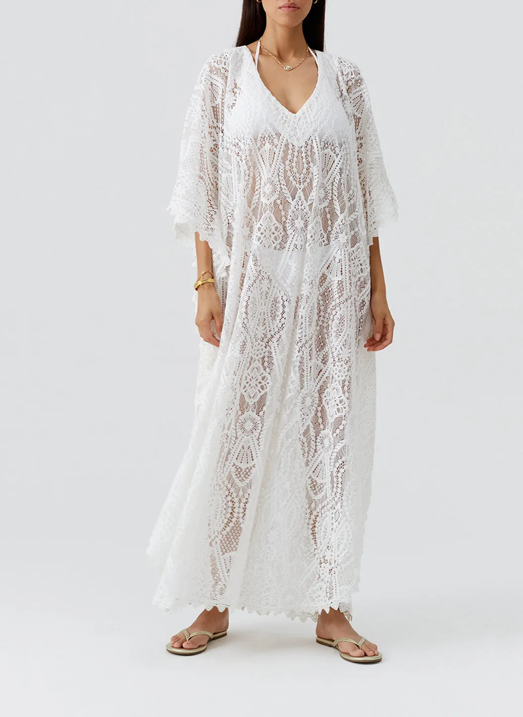 Yasin White Kaftan sold by Melissa Odabash product image thumbnail 4