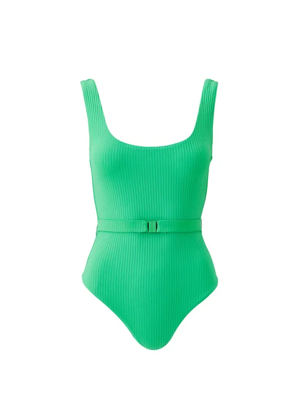 Rio Green Ribbed Swimsuit made by Melissa Odabash