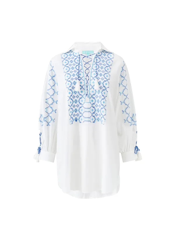 Ayla White/Blue Top made by Melissa Odabash