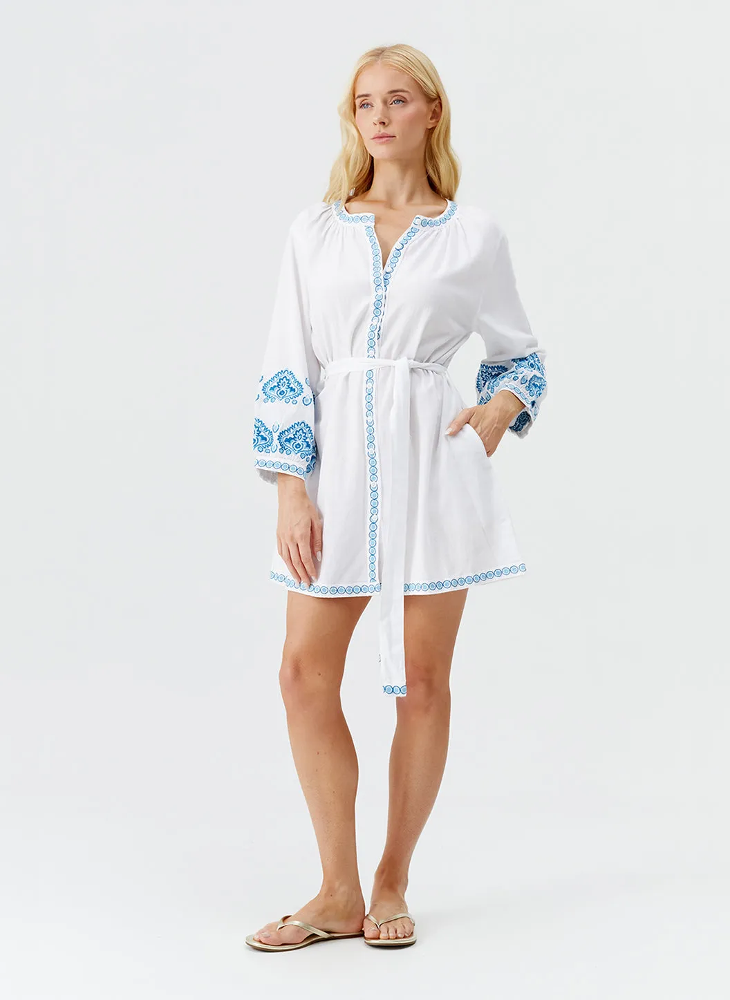 Tania White Teal Dress sold by Melissa Odabash product image thumbnail 4