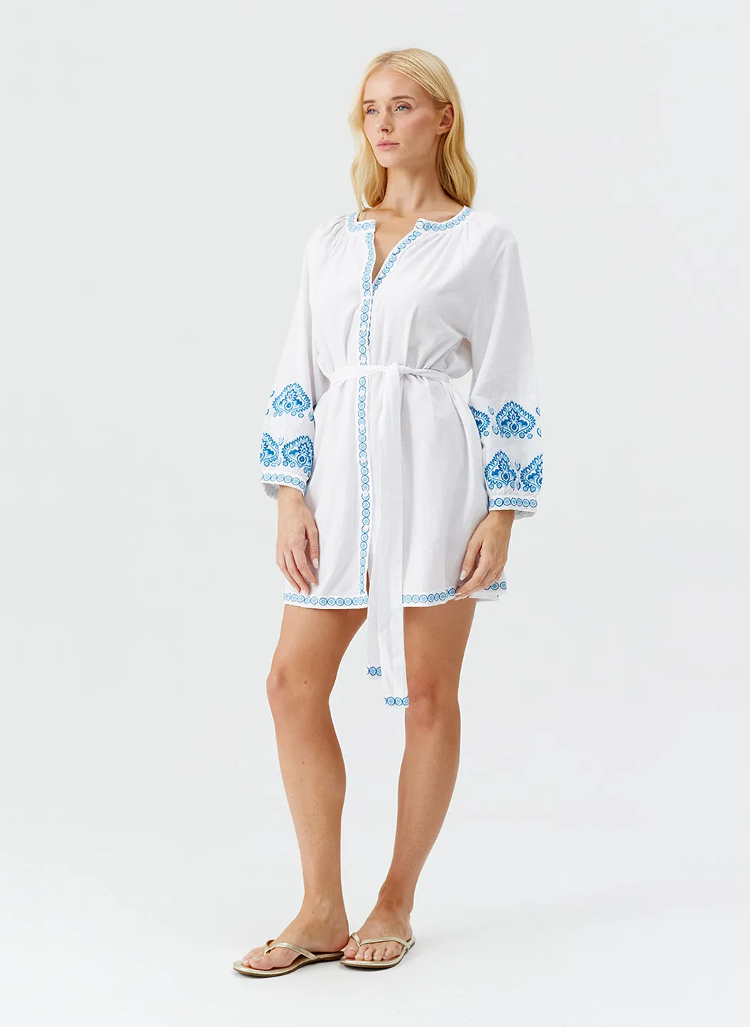 Tania White Teal Dress sold by Melissa Odabash product image thumbnail 2