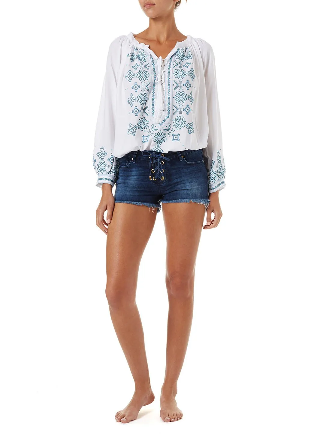 Alexi Denim Lace Up Shorts sold by Melissa Odabash product image thumbnail 2