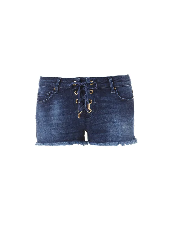 Alexi Denim Lace Up Shorts made by Melissa Odabash