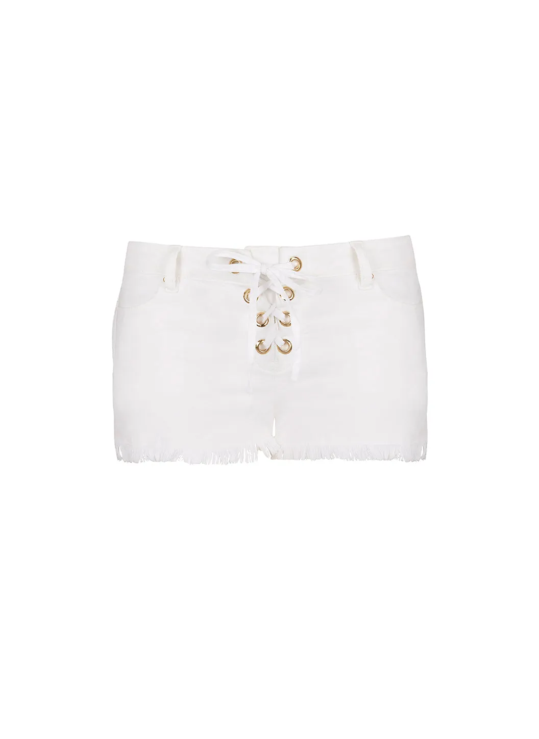 Alexi White Denim Lace Up Shorts sold by Melissa Odabash