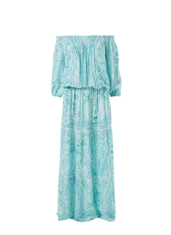 Casey Paisley Off The Shoulder Maxi Dress made by Melissa Odabash