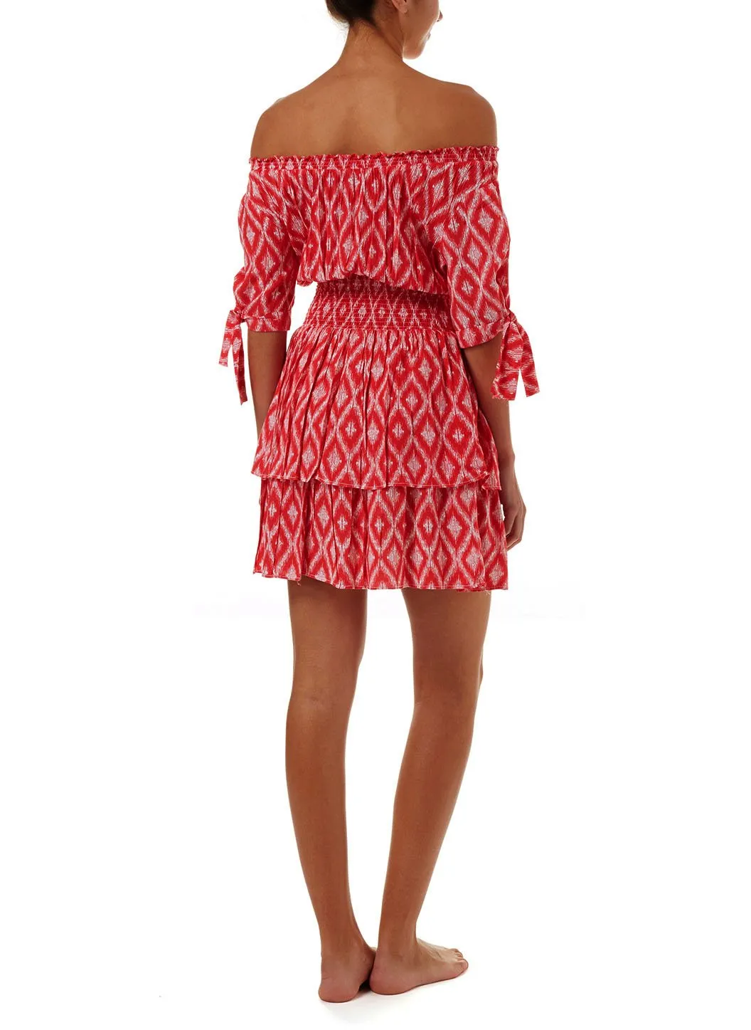 Camilla Red Ikat Off The Shoulder Short Dress sold by Melissa Odabash product image thumbnail 3