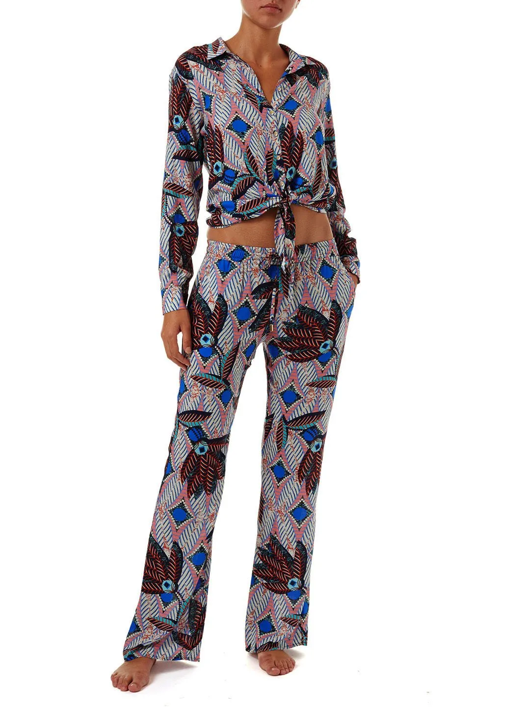 Bea Boho Print Cropped Shirt sold by Melissa Odabash product image thumbnail 3