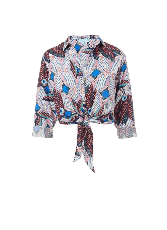 Bea Boho Print Cropped Shirt made by Melissa Odabash