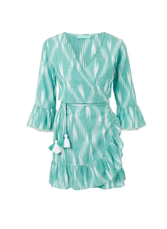 Freya Greenikat Short Belted Wrap Dress made by Melissa Odabash