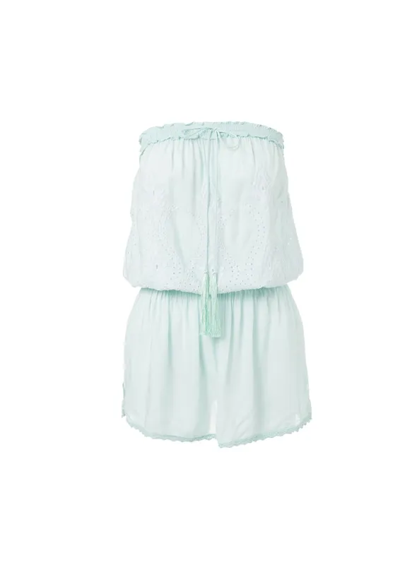 Fruley Mint Bandeau Embroidered Short Beach Dress made by Melissa Odabash