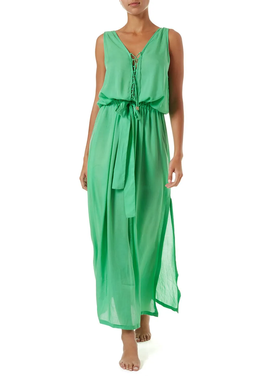 Jacquie Green Lace Up Belted Maxi Dress sold by Melissa Odabash product image thumbnail 4