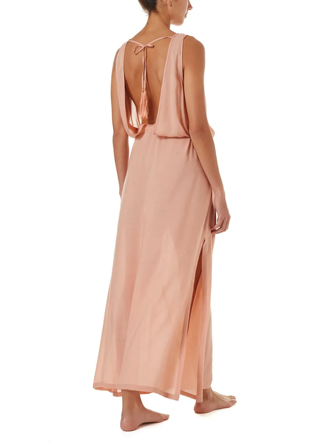 Jacquie Tan Lace-Up Belted Maxi Dress sold by Melissa Odabash product image thumbnail 4