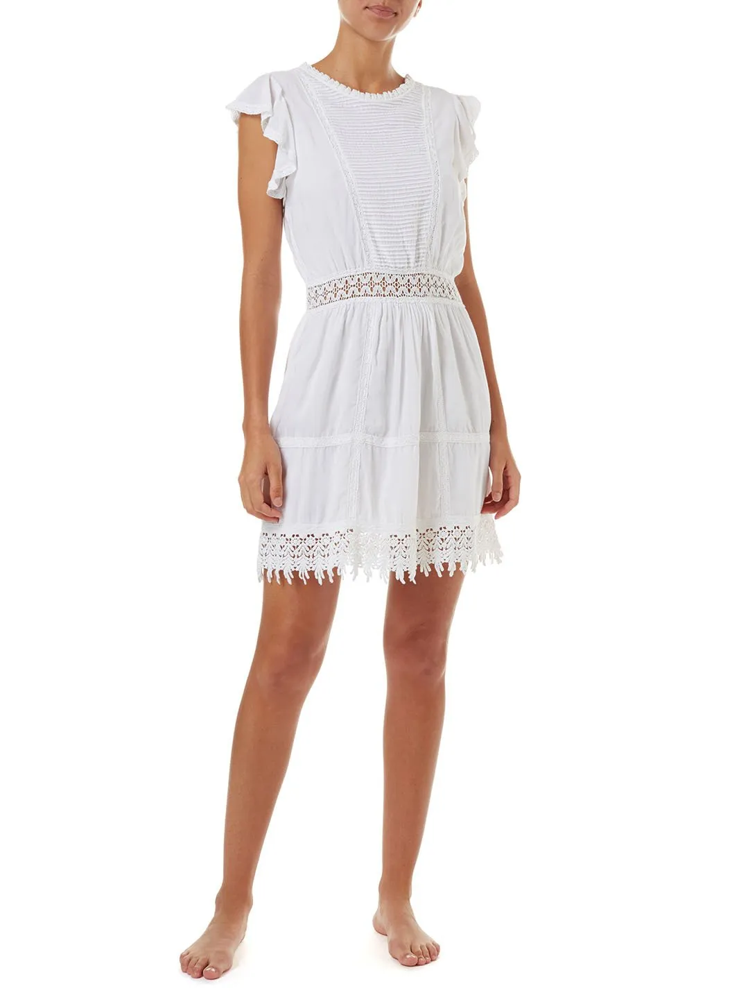 Loretta White High Neck Short Tea Dress sold by Melissa Odabash product image thumbnail 3