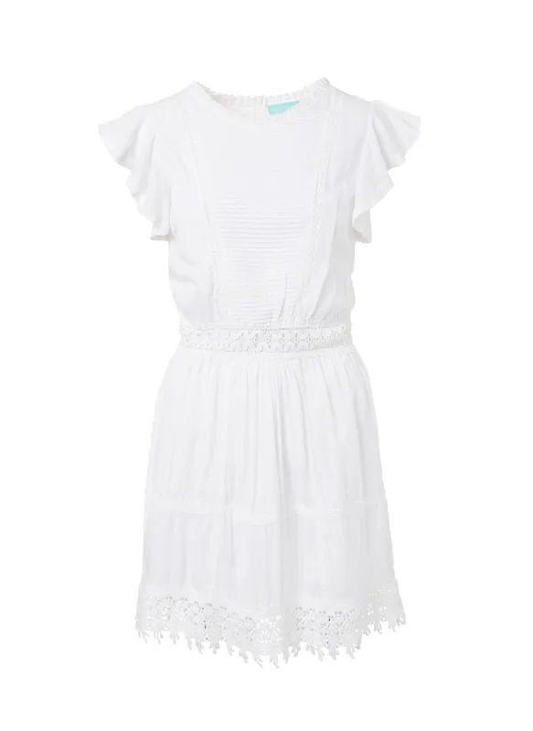 Loretta White High Neck Short Tea Dress made by Melissa Odabash