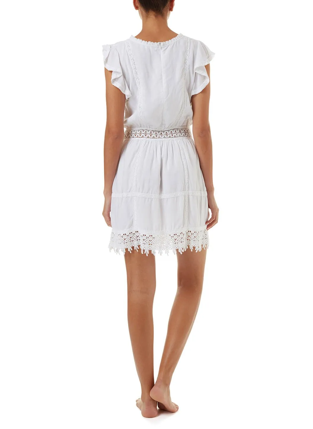Loretta White High Neck Short Tea Dress sold by Melissa Odabash product image thumbnail 4