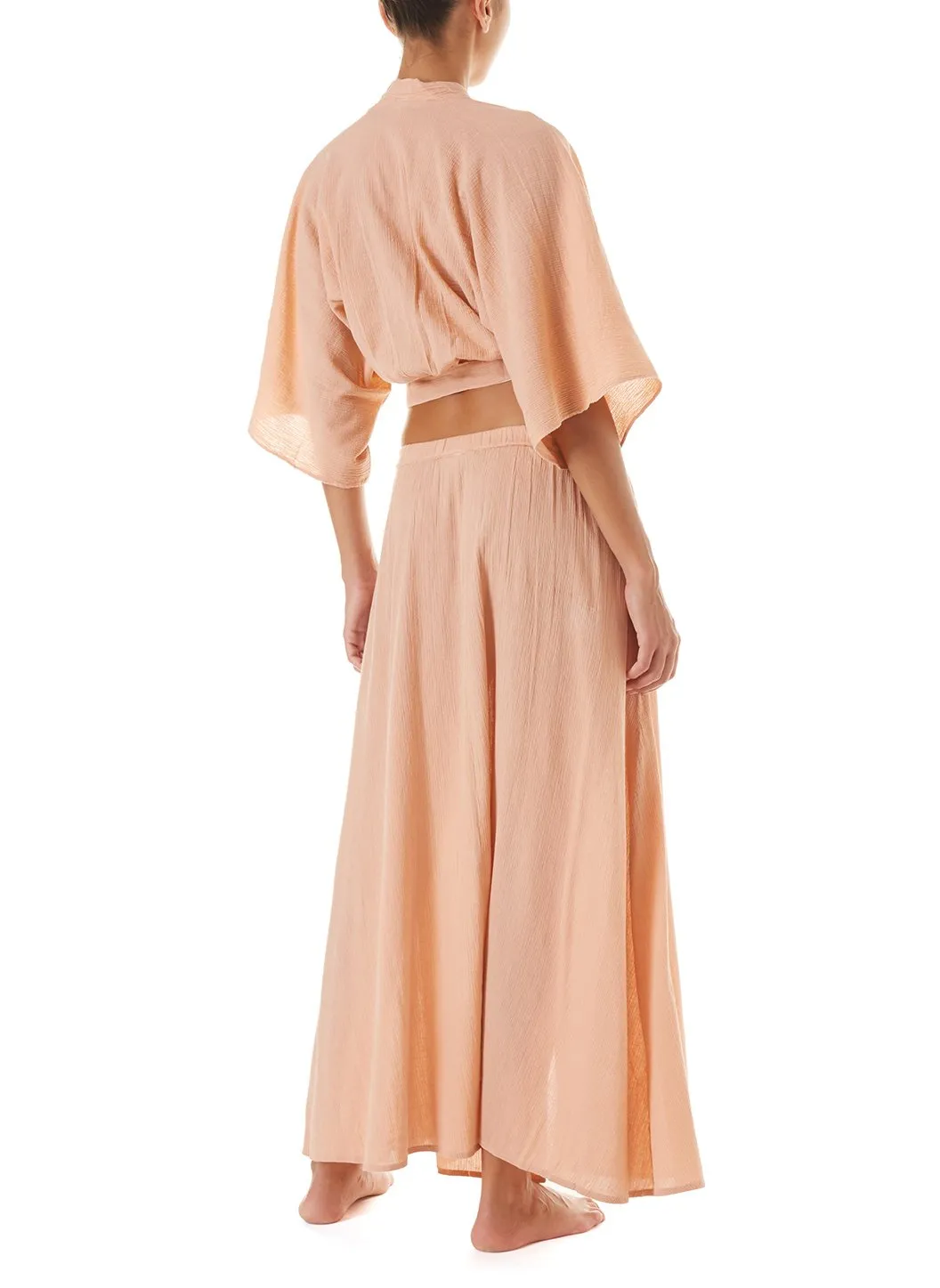 Mila Tan Tie-Front Cropped Blouse sold by Melissa Odabash product image thumbnail 4