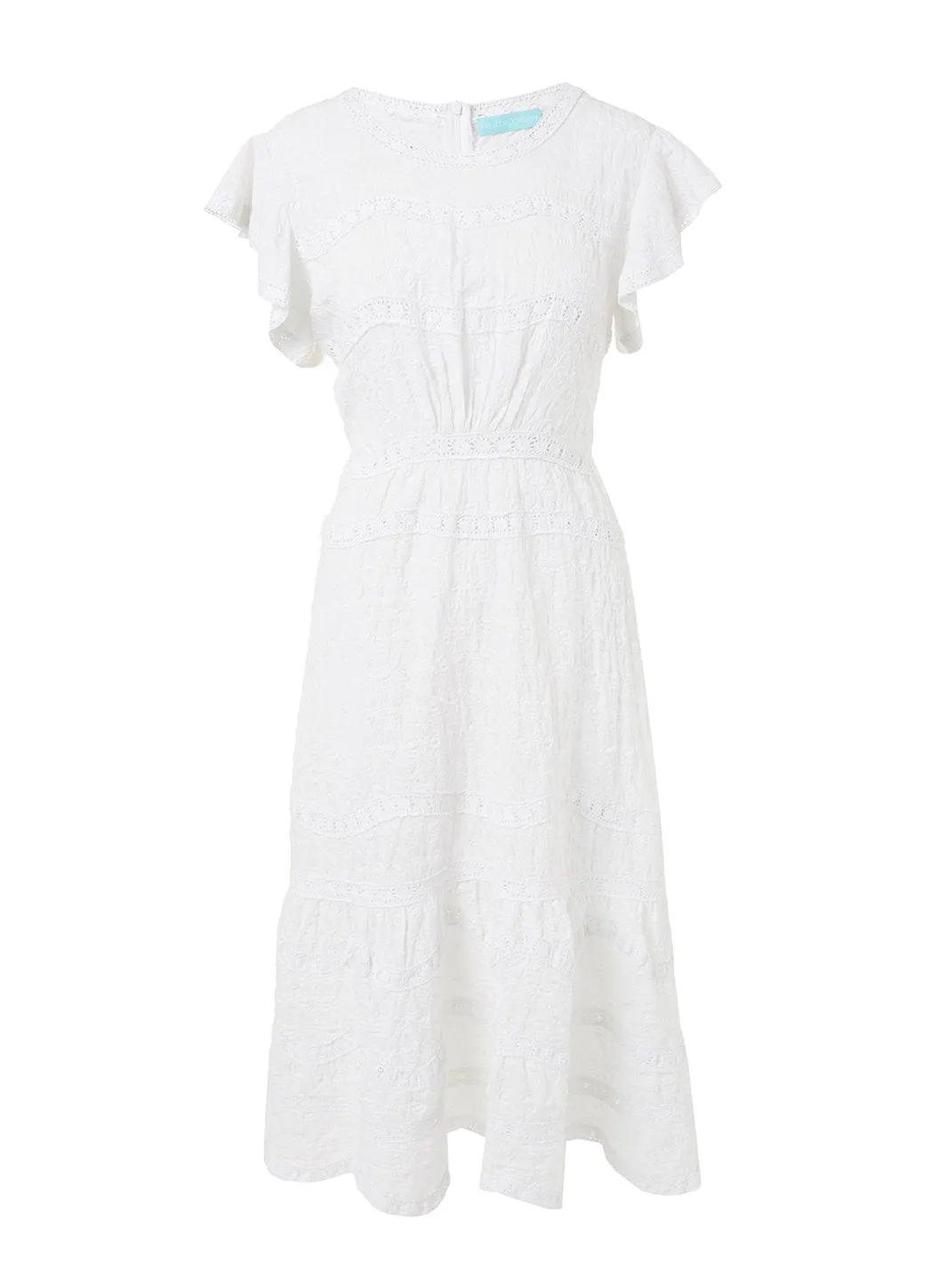 Louisa White High Neck Midi Tea Dress sold by Melissa Odabash