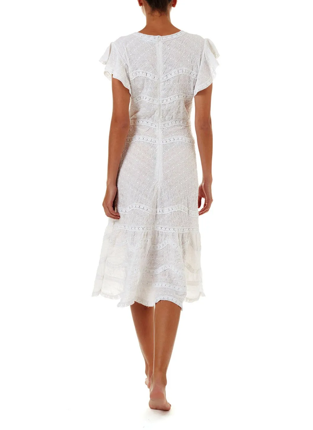 Louisa White High Neck Midi Tea Dress sold by Melissa Odabash product image thumbnail 4