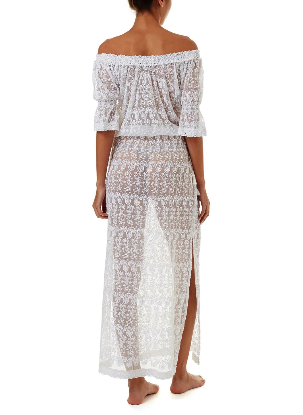 Sabina White Embroidered Off The Shoulder Maxi Dress sold by Melissa Odabash product image thumbnail 4