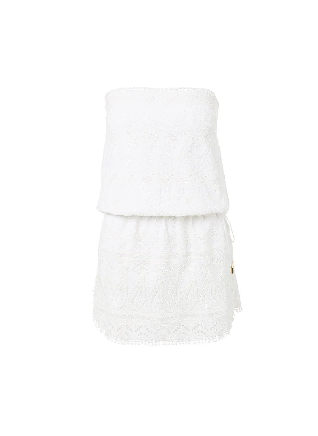 Tia White Bandeau Embroidered Short Beach Dress sold by Melissa Odabash