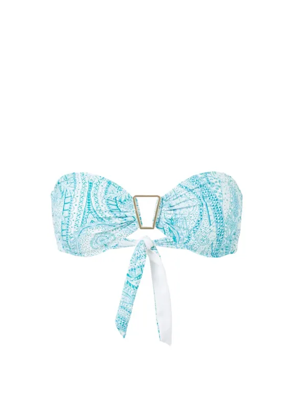 Barcelona Paisley Bandeau Traingle Trim Bikini Top made by Melissa Odabash