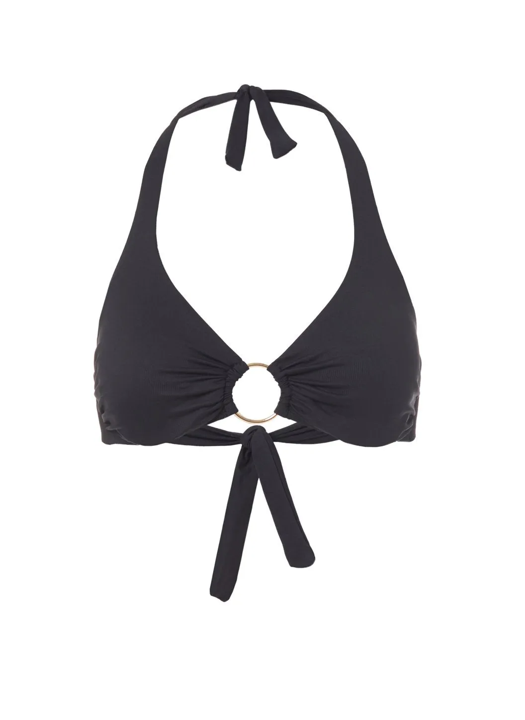 Brussels Black Halterneck Ring Supportive Bikini Top sold by Melissa Odabash