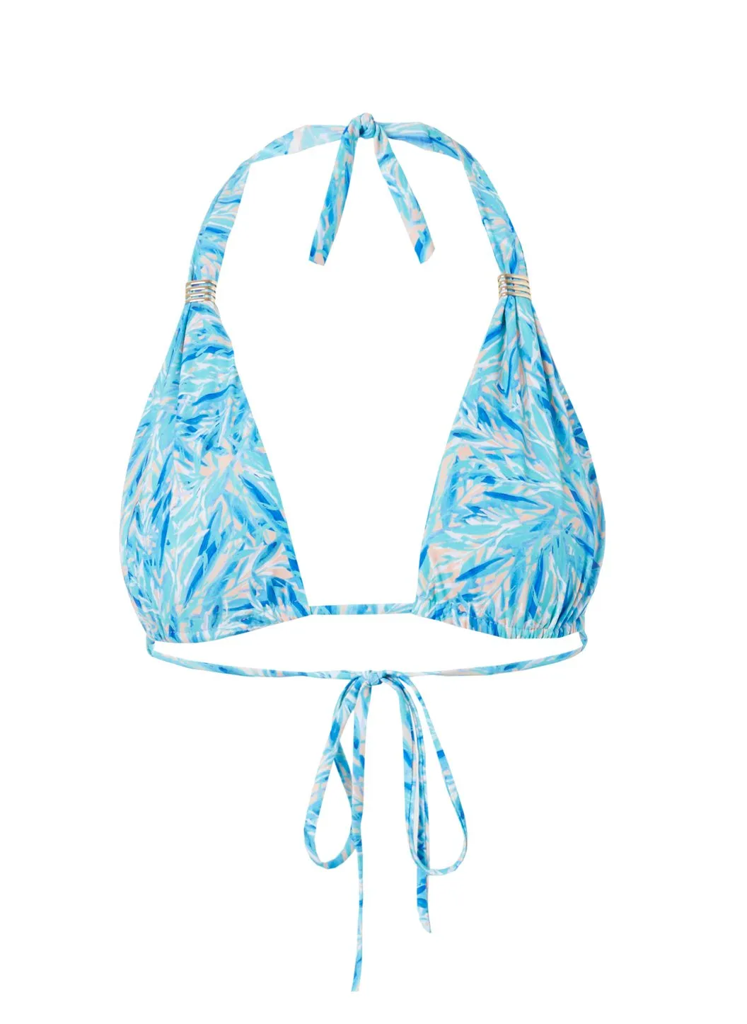 Grenada Blue Leaf Adjustable Halterneck Bikini Top sold by Melissa Odabash
