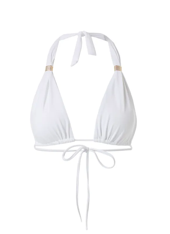 Grenada White Adjustable Halterneck Bikini Top made by Melissa Odabash