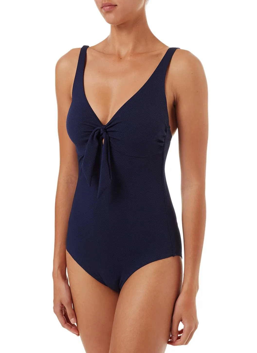 Lisbon Navy Pique Over The Shoulder Knot Supportive Swimsuit sold by Melissa Odabash product image thumbnail 2
