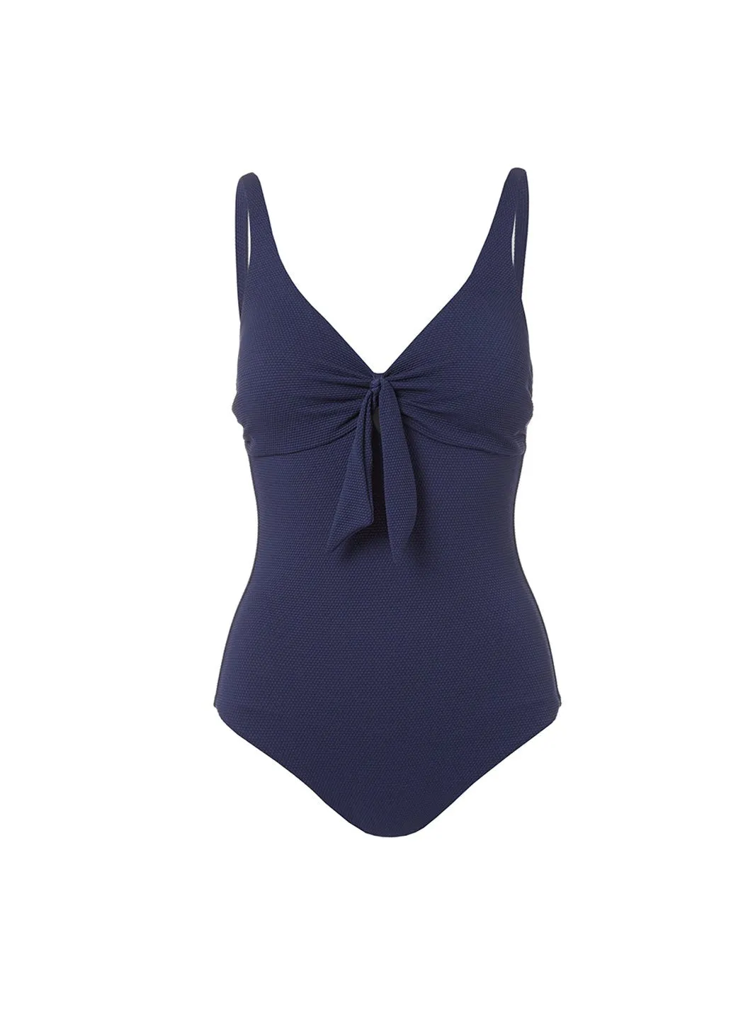 Lisbon Navy Pique Over The Shoulder Knot Supportive Swimsuit sold by Melissa Odabash