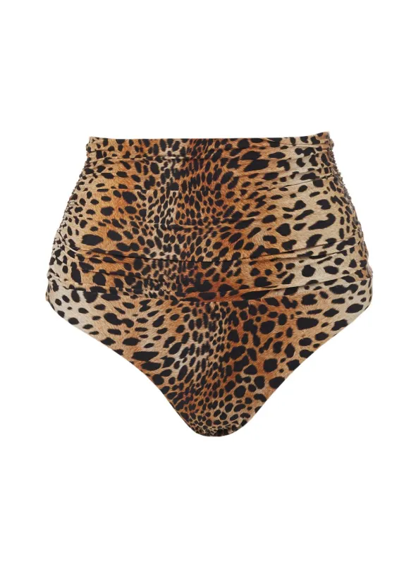 Lyon Cheetah High Waisted Bandeau Bikini Bottom made by Melissa Odabash