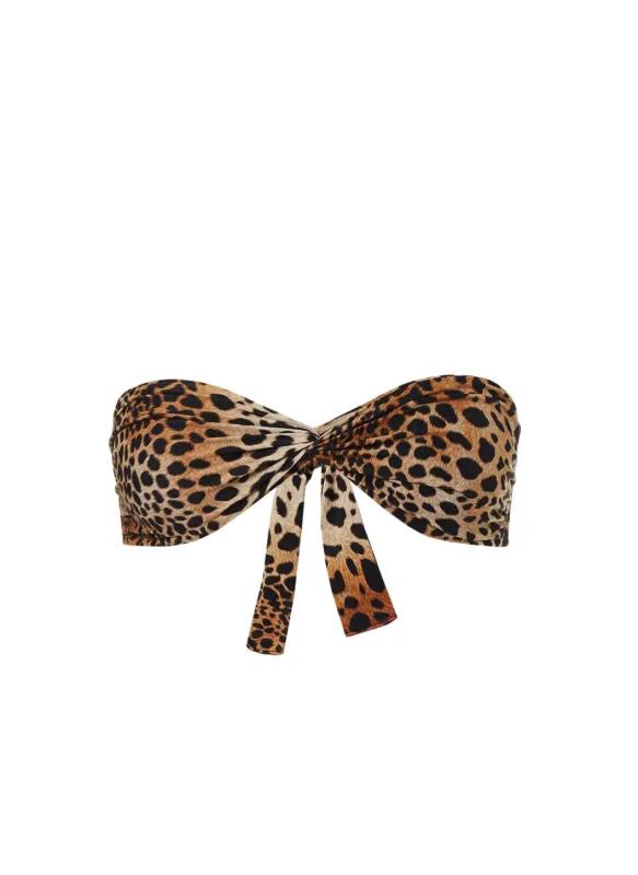 Lyon Cheetah High Waisted Bandeau Bikini Top made by Melissa Odabash