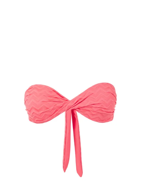Martinique Coral Wave Bandeau Padded Twist Bikini Top made by Melissa Odabash