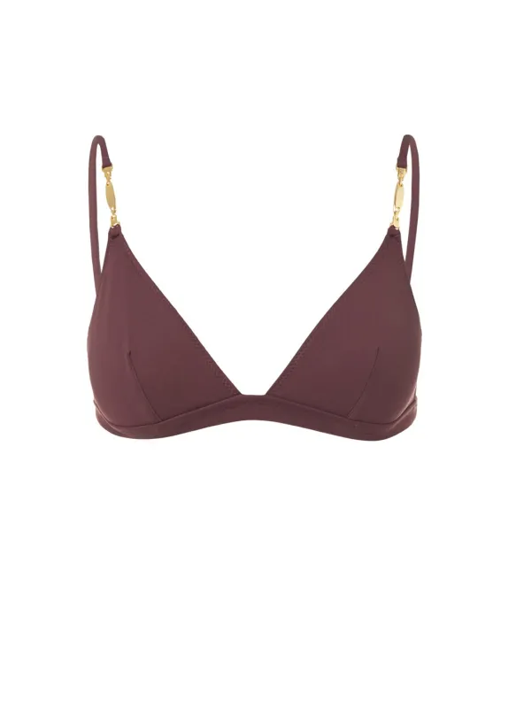 Mexico Walnut Bralette Gold Link Bikini Top sold by Melissa Odabash