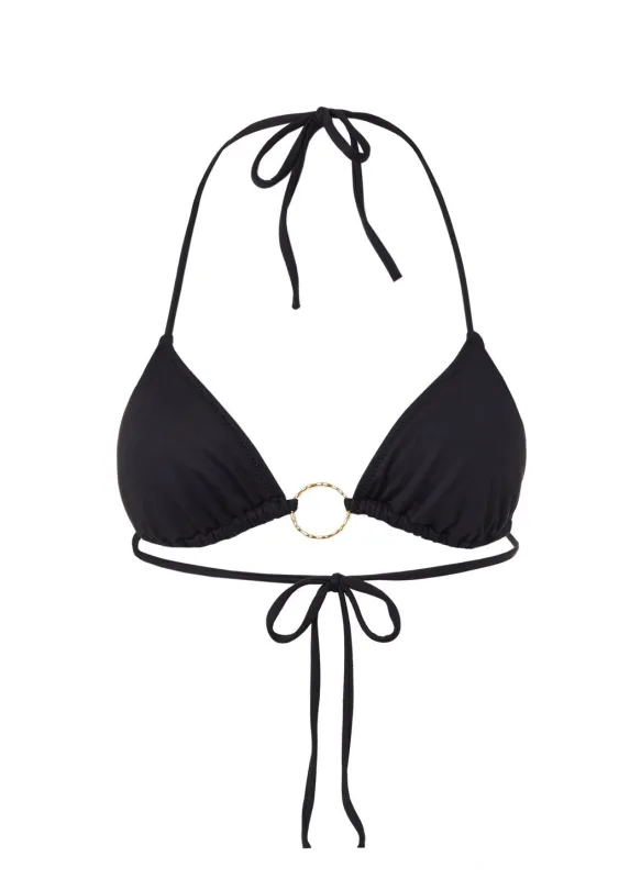 Miami Black Triangle Ring Bikini Top made by Melissa Odabash