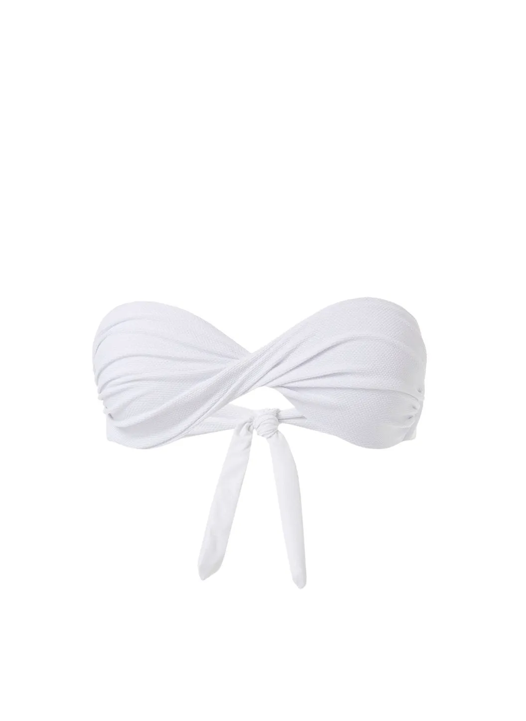 Martinique White Pique Bandeau Padded Twist Bikini Top sold by Melissa Odabash