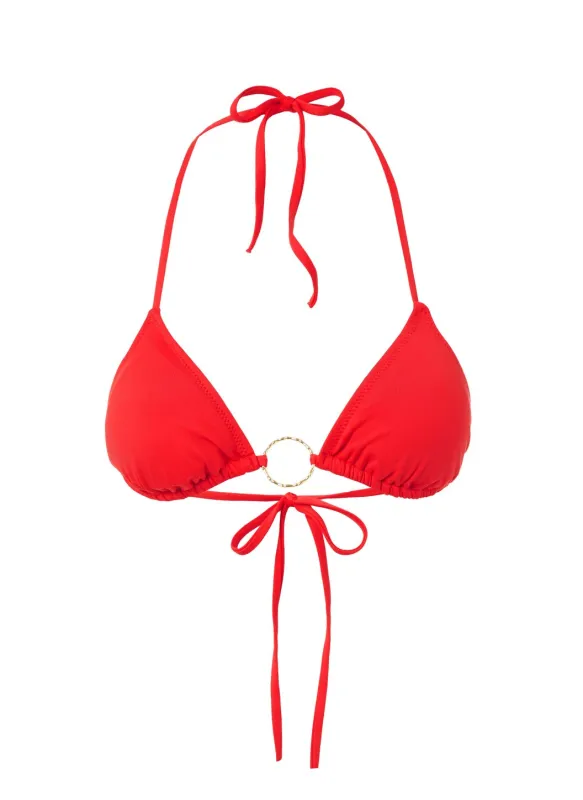 Miami Red Triangle Ring Bikini Top sold by Melissa Odabash