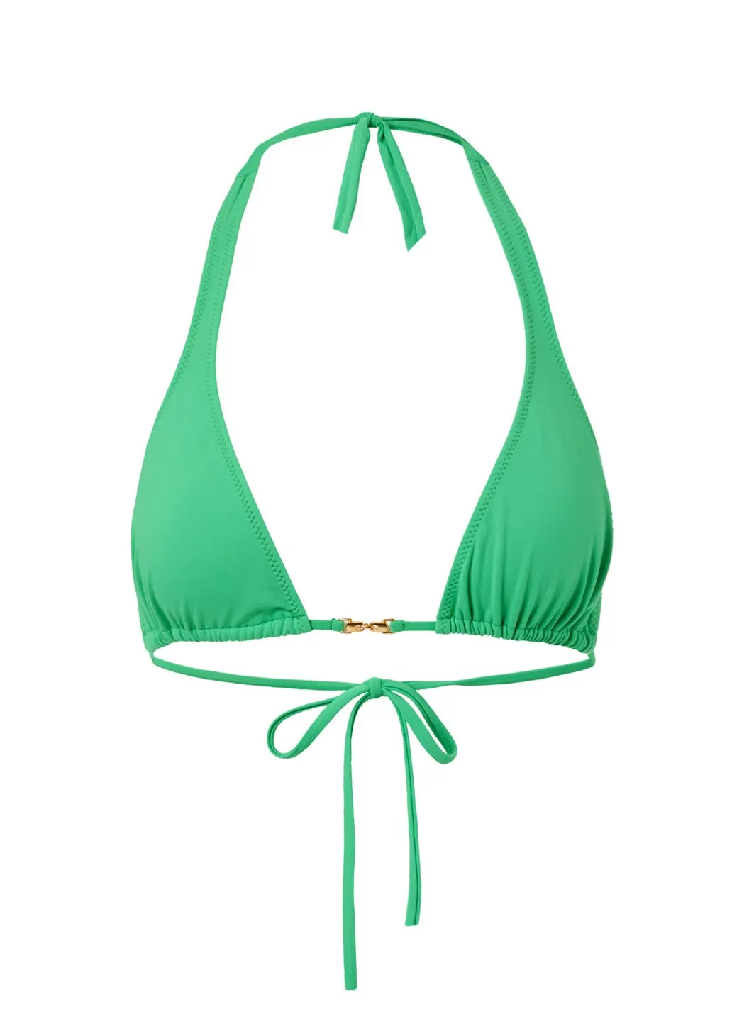 Mustique Green Halterneck Gold Link Bikini Top sold by Melissa Odabash