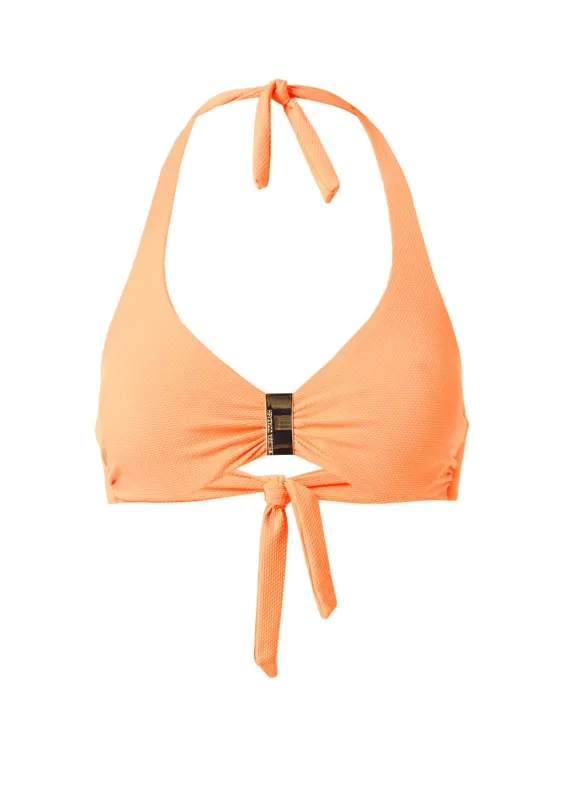 Provence Mango Pique Halterneck Supportive Bikini Top made by Melissa Odabash