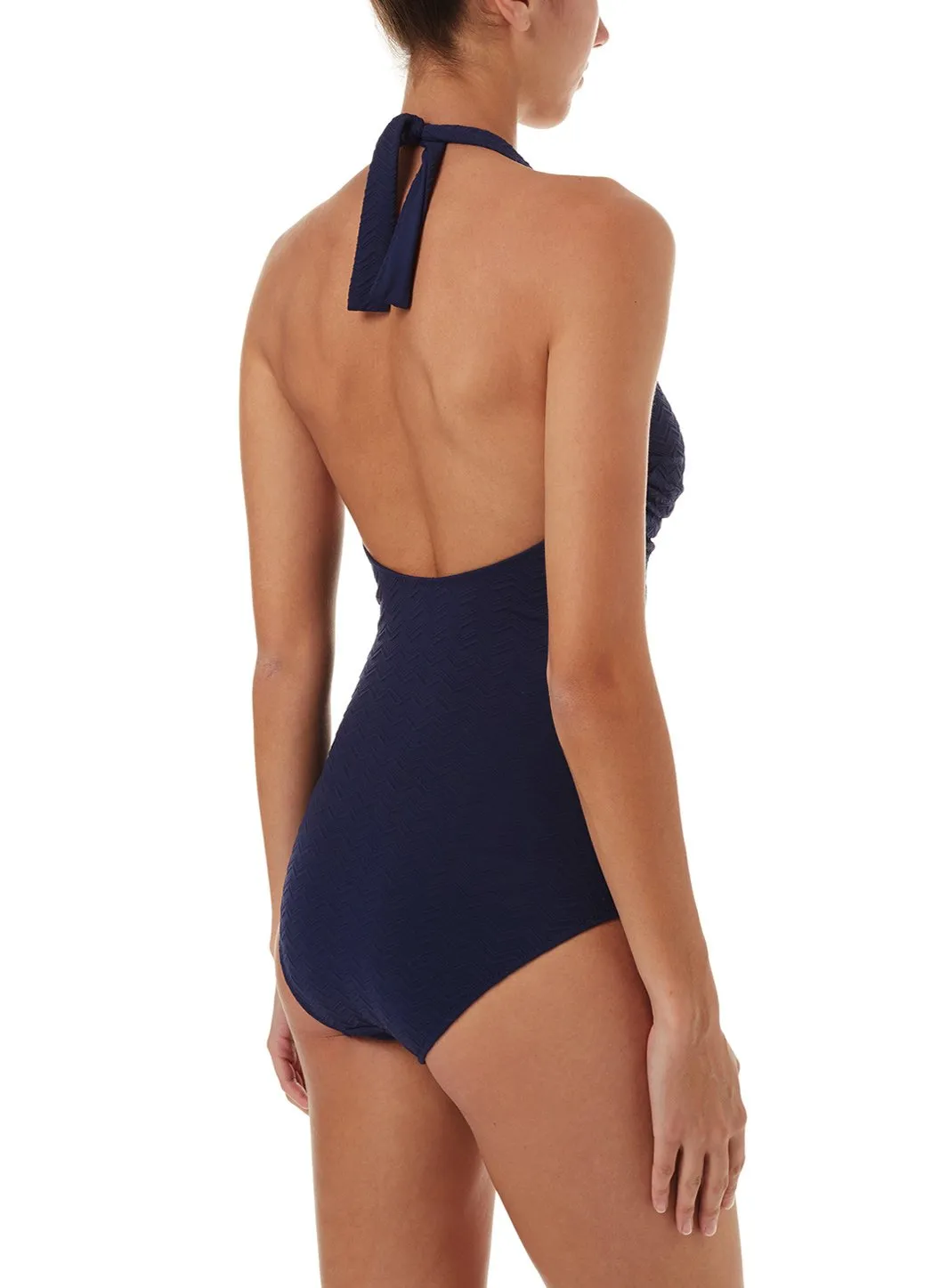 Tampa Navy Zigzag Halterneck U-Trim Swimsuit sold by Melissa Odabash product image thumbnail 4