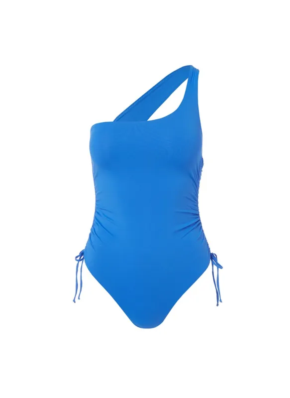 Polynesia Cobalt One Shoulder Ruched Swimsuit made by Melissa Odabash